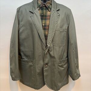 Duluth Trading Co. Presentation Jacket Mens LARGE Khaki Coat Twill Blazer 85373